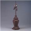 Image 1 : Faux-hammered metal lamp. Large reglued chip to base, a couple of other minor nicks. Unmarked. Potte