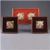 Image 1 : Four Victorian tiles, two framed separately and two together, each embossed with a man or woman's bu