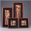 Image 1 : Two pairs of TRENT tiles, each embossed with classical figure under a deep rose glossy glaze. 12" an