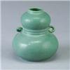 Image 1 : CLIFTON double gourd-shaped vase covered in a pale green glaze. Impressed 011. 4" Est.  75 - 125
