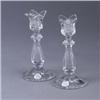 Image 1 : Pair of GORHAM glass candlestick holders with floriform stem. Small nick to one. Foil label. 7" each