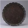 Image 1 : Arts & Crafts copper circular tray with lobed and scalloped rim, covered in a bronzed patina. Wear/c