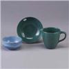 Image 1 : Three S.E.G. pieces; a teal bowl and matching pitcher, and a blue bowl with pale dripping glaze over