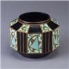 Image 1 : CHARLES CATTEAU for BOCH FRERES faceted squat vessel decorated with stars and moon. Stamped mark. 5"