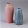 Image 1 : Two ROOKWOOD Production pieces; a blue tapering vase, 1930, decorated with a floral band (3 1/2" lin