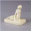 Image 1 : ROOKWOOD paperweight by Abel, 1937, with kneeling girl under ivory glaze. Flame mark. 4 1/4" Est.  2