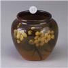 ROOKWOOD Standard Glaze bulbous vase by Elizabeth Lincoln, 1903, painted with cherry blossoms. Flame