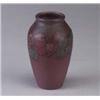 Image 1 : ROOKWOOD Wax Matt ovoid vase by M.H. McDonald, 1926, with red flowers on a purple ground. Flame mark