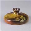 Image 1 : ROOKWOOD Standard Glaze squat vessel by Fred Rothenbusch, 1900, with violets. Flame mark. 2 1/2" Est