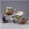 Image 1 : Five Italian pottery pieces; a duck figurine, a fisherman figurine, two pitchers, and bowl. Duck: 12