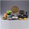 Sixteen assorted pieces including three early black pottery pieces, several shelley pieces, and a Tu