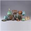 Image 1 : Twenty assorted pottery, metal, and glass pieces including NEKRASSAOFF copper candlesticks, a VILLER