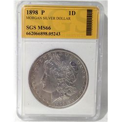 1898-P Morgan Silver Dollar SGS MS66
