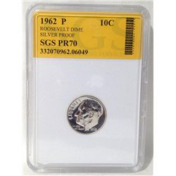 1962-P Roosevelt Dime SGS PR70 Silver Proof