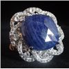 Image 2 : Lady's Platinum Plated Sapphire Ring
