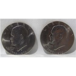 QTY:2 1776-1976 BiCentenial Ike Dollars