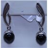 Image 1 : 29.00 CTW BLACK STAR EARRING .925 STERLING SILVER