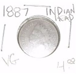 1887 INDIAN HEAD PENNY RED BOOK VALUE IS $4.00 *RARE VERY GOOD GRADE*!!