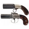 Image 1 : Collector's Lot of Two Engraved English Percussion Pepperboxes