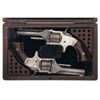 Image 1 : Cased Set of Engraved Manhattan Arms .22 Caliber Pocket Revolvers