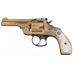 Attractive Factory Engraved Gold Plated Smith & Wesson 38 Double Action 4th Model Revolver with Pear