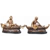 Image 1 : Very Nice Set of C.M. Russell Bronze Indian Sculptures Signed by Artist