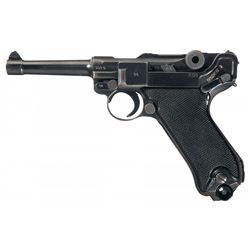 World War II Mauser byf Code 42 Dated Black Widow Luger P.08 Semi-Automatic Pistol with Extra Magazi