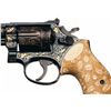 Image 2 : Stunning Engraved and Gold Inlaid Smith & Wesson Model 19-2 Double Action Revolver with Carved Ivory