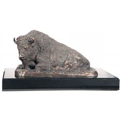 Farthington Elwell Signed Reclining Buffalo Statue