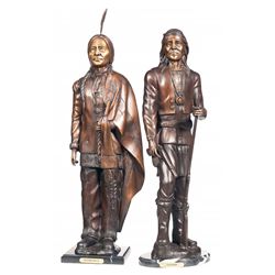 Two Native American Bronze Sculptures