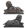 Image 1 : Two Antoinne Louis Barye Bronze Mirror Image Resting Monumental Lions