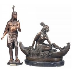 Two Native American Bronze Sculptures