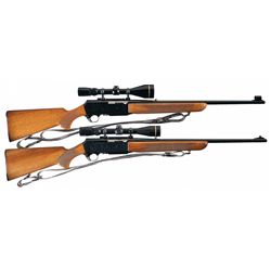 Collector's Lot of Two Belgian Browning BAR Semi-Automatic Rifles with Leupold Scopes