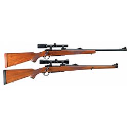 Collectors Lot of Two Ruger Model 77R Bolt Action Rifles with Scopes