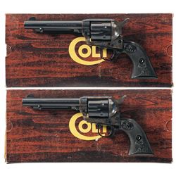 Pair of Consecutively Serial Numbered Matched Colt Third Generation Single Action Army Revolvers wit