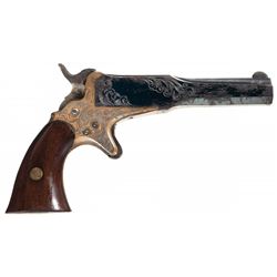 Rare Factory Engraved Lindsay Two Shot Pocket Pistol