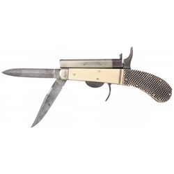 Desirable Rare Unwin & Rodgers Non-XLL Knife Pistol with Ivory Scales and Etched Blade