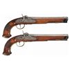 Image 1 : Pair of Large Engraved European Percussion Pistols