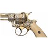 Image 2 : Magnificent Rosewood Cased Exhibition Grade Large French Pinfire Revolver with Ivory Grips and Acces