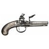 Image 1 : British Queen Anne Style Flintlock Pocket Pistol with Unique Engraved Silver Grip