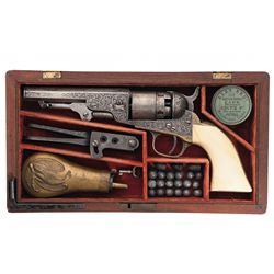 Cased and Engraved Colt Model 1862 Pocket Navy Revolver with Ivory Grip