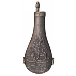 Rare Silver Plated Colt Dragoon Powder Flask