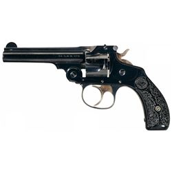 Excellent Smith & Wesson 4th Model .32 Double Action Revolver with Rare Floral Pattern Factory Grips
