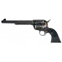 Engraved Gold Inlaid Colt Second Generation Single Action Army Revolver