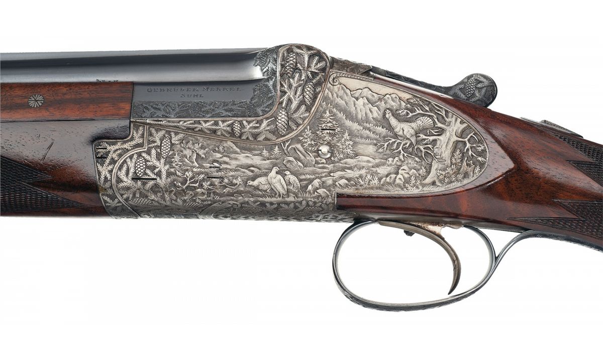 Extraordinary Engraved Gebruder Merkel Over/Under Shotgun with Leather ...