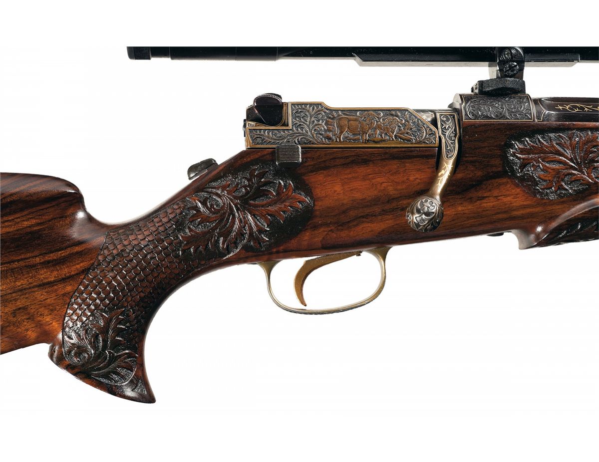 Magnificent Engraved Gold Inlaid Mauser Model 66S Bolt Action Rifle ...