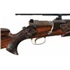 Image 3 : Magnificent Engraved Gold Inlaid Mauser Model 66S Bolt Action Rifle with Scope and Carved Stock