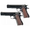 Image 1 : Rare Consecutively Serialized Pair of Pre-World War II Colt Government Model Semi-Automatic Pistols