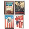 Image 1 : Collector's Lot of Three Framed Liberty Bond Posters and One Framed Grouping of Flags