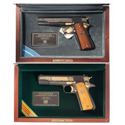 Collector's Lot of Two Cased American Historical Foundation 1911A1 Commemorative Semi-Automatic Pist